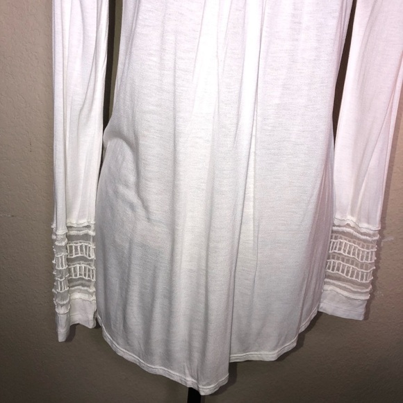 Free People White Mesh Insert Roxie Tee Embroidered Panels Size Small - Picture 8 of 14